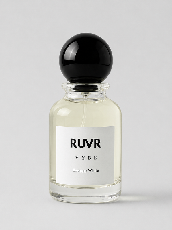 VYBE – Lacoste White by RUVR 55ML perfume bottle