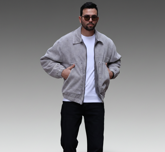 RUVR Men's Grey Corduroy Jacket – premium vintage streetwear Egypt