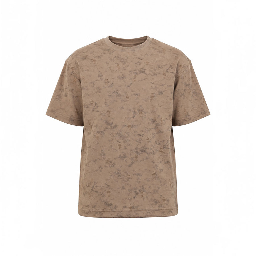 Terrain Tee by RUVR – oversized distressed tee in Desert Sand