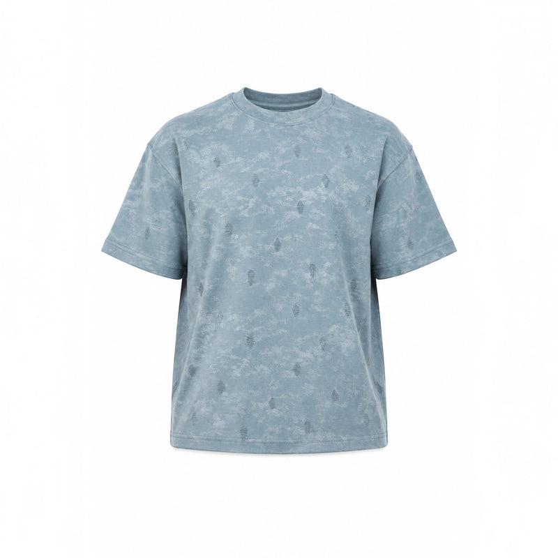 Terrain Tee by RUVR – oversized acid wash heavyweight t-shirt in Slate Blue