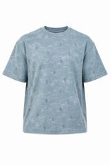 Terrain Tee by RUVR – oversized acid wash heavyweight t-shirt in Slate Blue