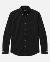 RUVR black long-sleeve button-down Press Shirt with a structured tailored fit and white buttons