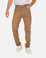 RUVR Grain Denim straight-fit trousers in brown heavyweight cotton twill with five-pocket construction