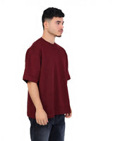 RUVR Palette Tee in burgundy, an oversized heavyweight cotton t-shirt with a dropped shoulder and clean design.