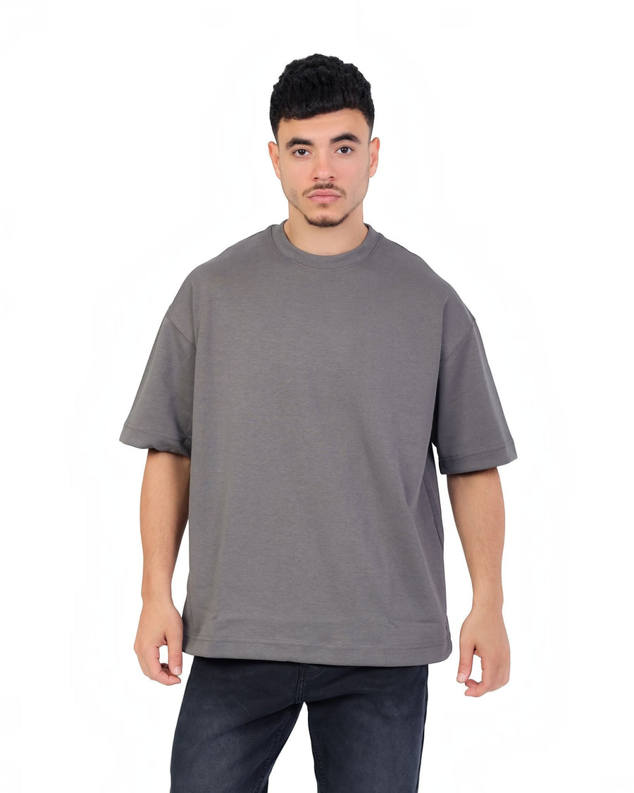 RUVR Palette Tee in grey, an oversized heavyweight cotton t-shirt with a dropped shoulder and clean, unbranded design.