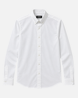RUVR white long-sleeve button-down Press Shirt with a structured tailored fit and classic collar