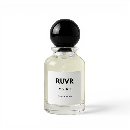 VYBE Lacoste White perfume bottle by RUVR – 55ML fresh citrus fragrance for men